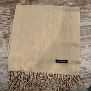 Cashmere Beige Scarf with Fringe